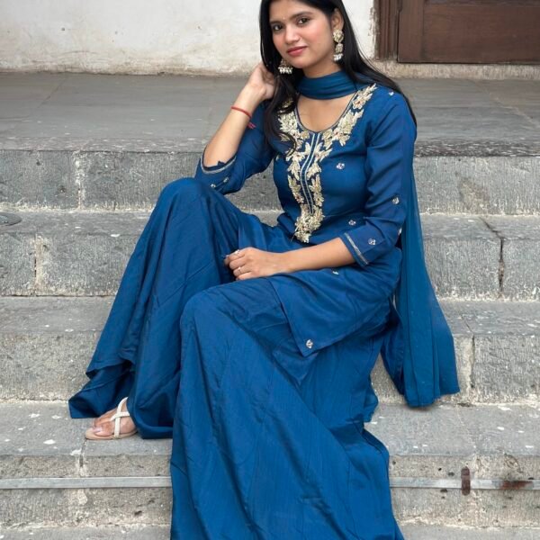 Gurbani Embroidered Sharara Suit Set
