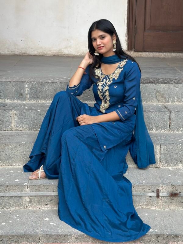 Gurbani Embroidered Sharara Suit Set