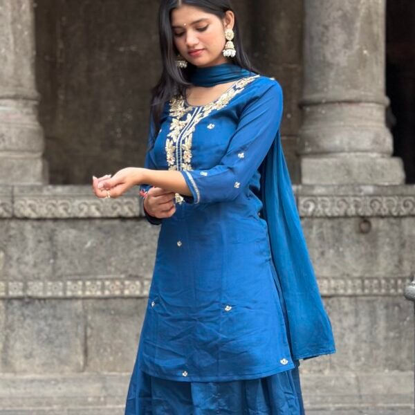 Gurbani Embroidered Sharara Suit Set