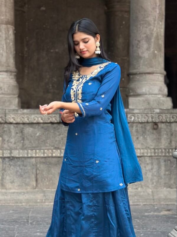 Gurbani Embroidered Sharara Suit Set
