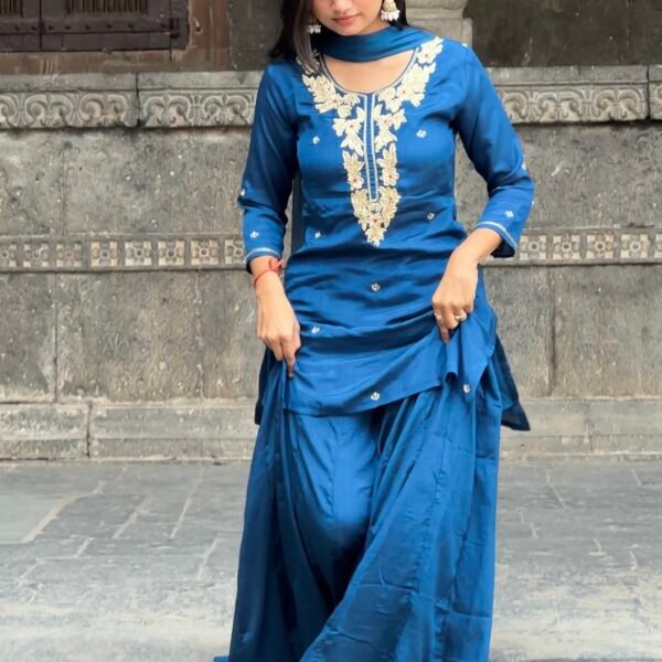 Gurbani Embroidered Sharara Suit Set