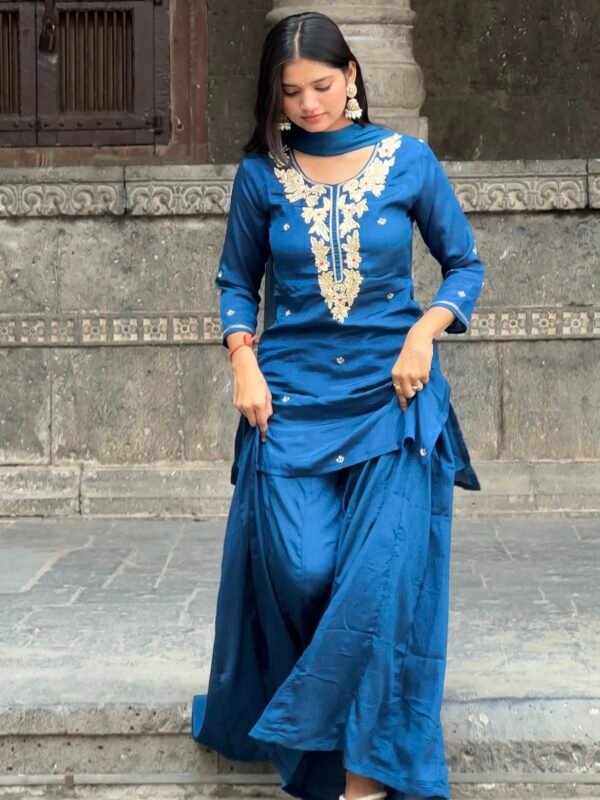Gurbani Embroidered Sharara Suit Set