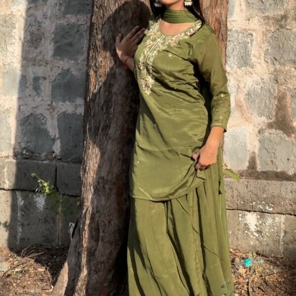Gurbani Embroidered Sharara Suit Set