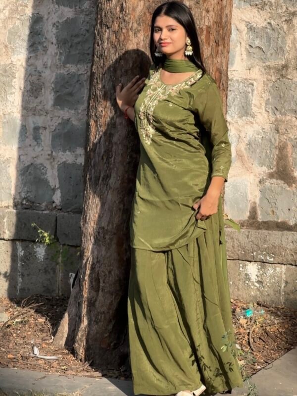 Gurbani Embroidered Sharara Suit Set