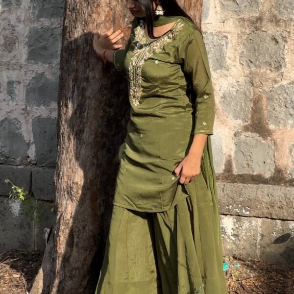 Gurbani Embroidered Sharara Suit Set