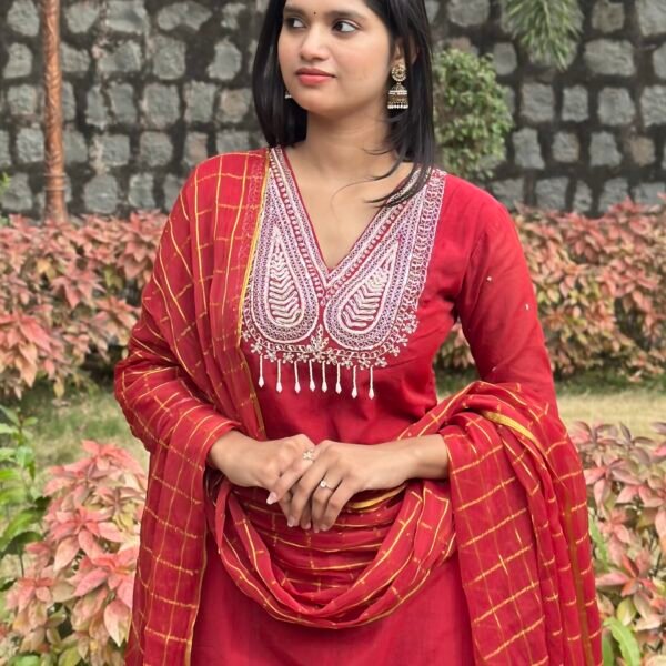 IMG_6776 Bagh A-Line Mul chanderi Embroidered Suit Set