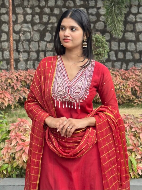 IMG_6776 Bagh A-Line Mul chanderi Embroidered Suit Set
