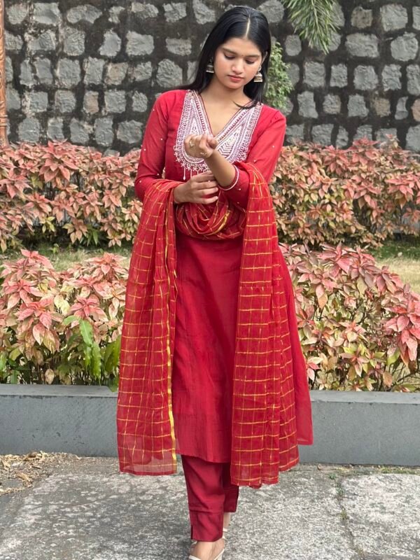 IMG_6777 Bagh A-Line Mul chanderi Embroidered Suit Set