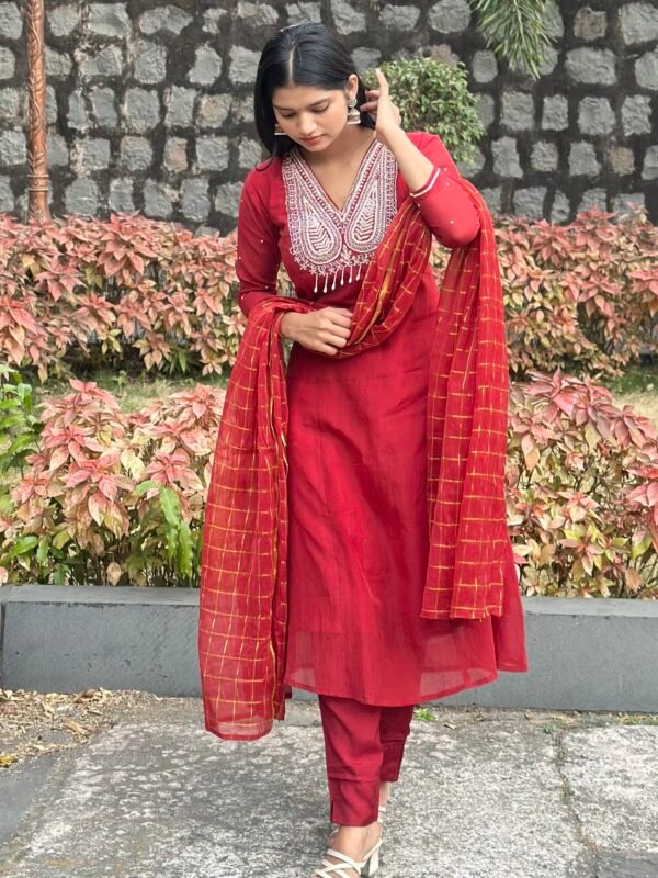 IMG_6779 Bagh A-Line Mul chanderi Embroidered Suit Set