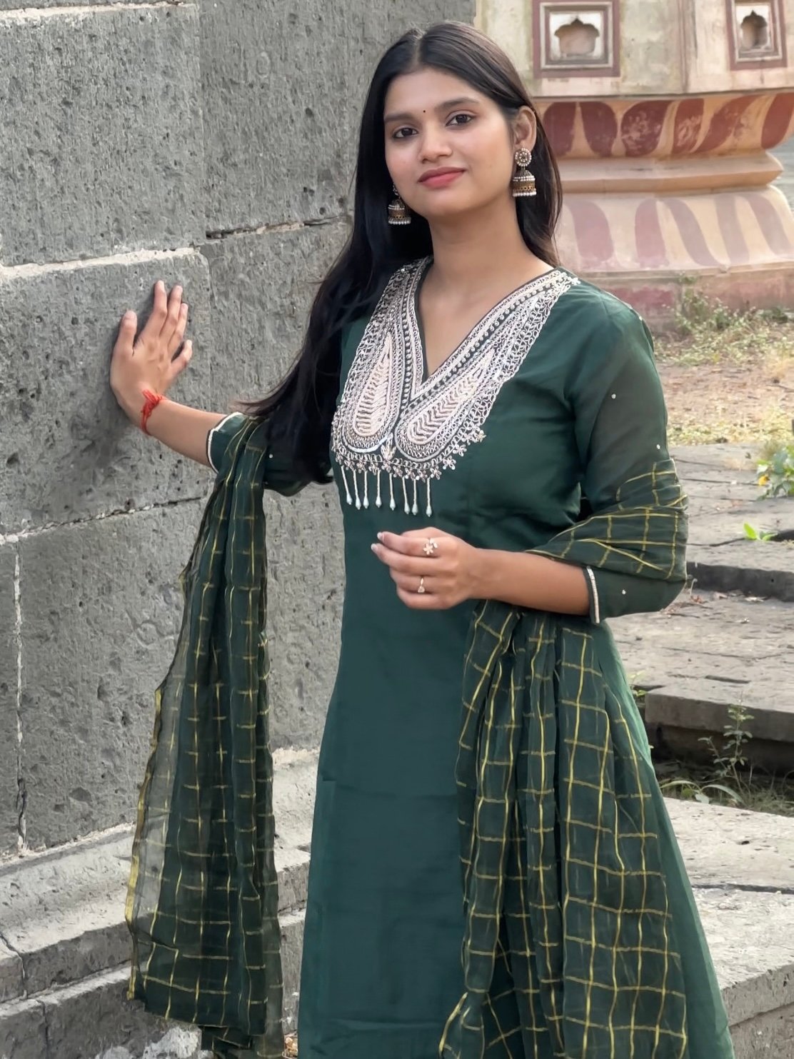 Bagh A-Line Mul chanderi Embroidered Suit Set