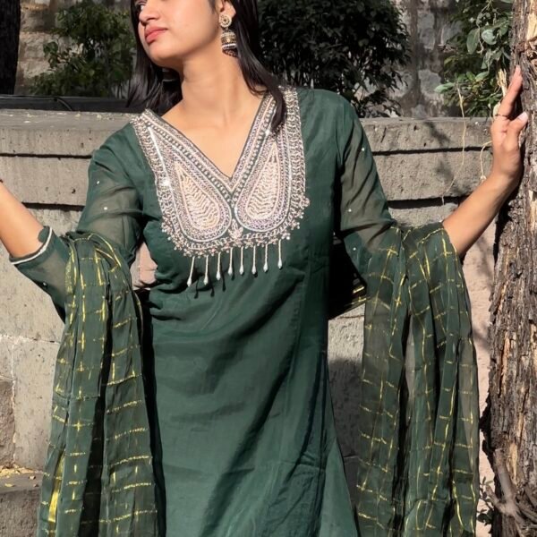 Screenshot Bagh A-Line Mul chanderi Embroidered Suit Set