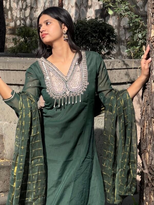 Screenshot Bagh A-Line Mul chanderi Embroidered Suit Set