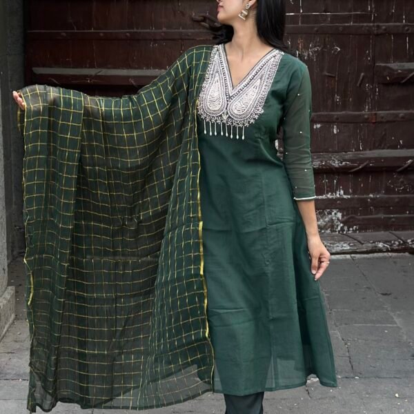 IMG_6800 Bagh A-Line Mul chanderi Embroidered Suit Set