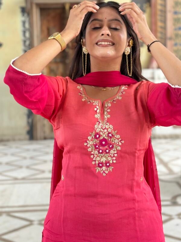 Sun-Kissed Flame Embroidered Suit Set