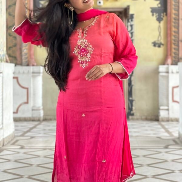 Sun-Kissed Flame Embroidered Suit Set