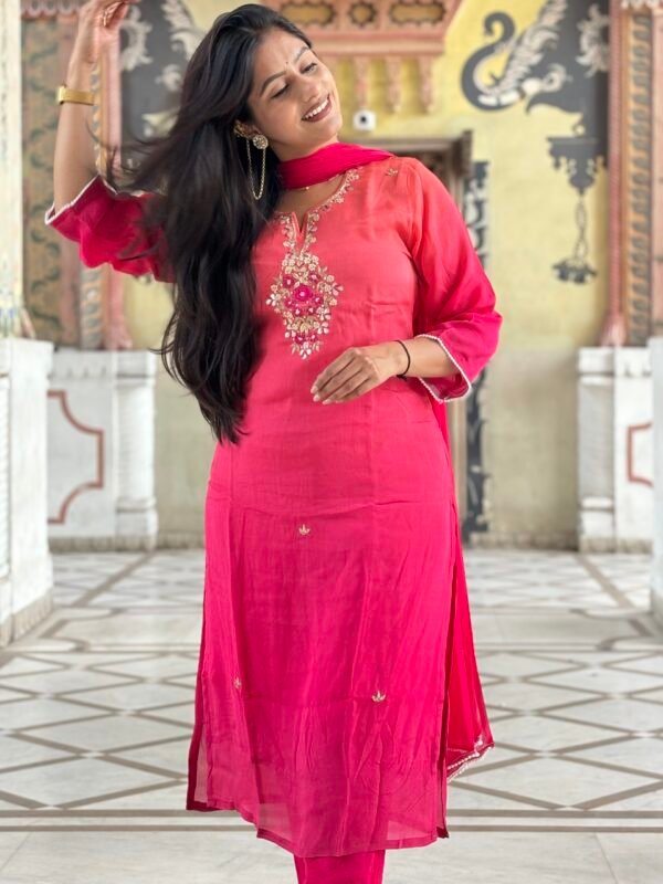 Sun-Kissed Flame Embroidered Suit Set