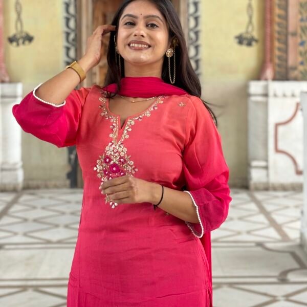 Sun-Kissed Flame Embroidered Suit Set