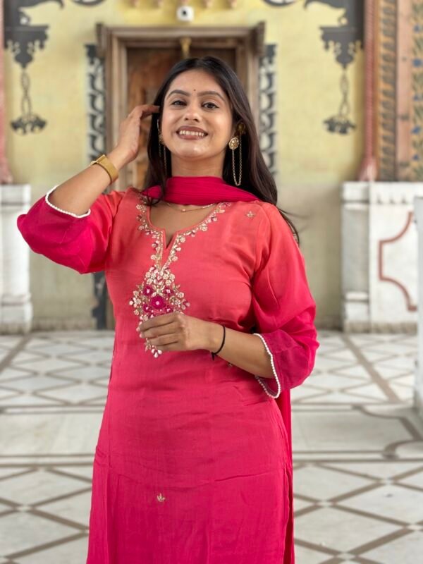 Sun-Kissed Flame Embroidered Suit Set