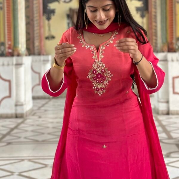 Sun-Kissed Flame Embroidered Suit Set