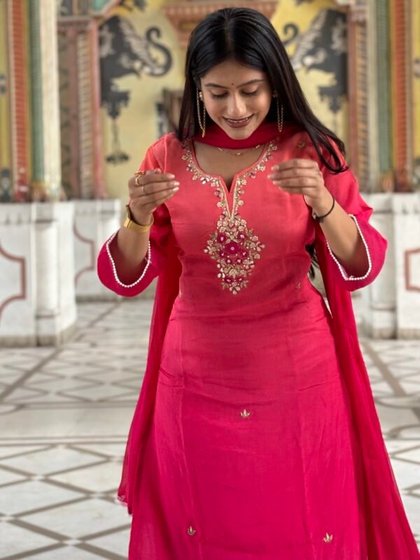 Sun-Kissed Flame Embroidered Suit Set