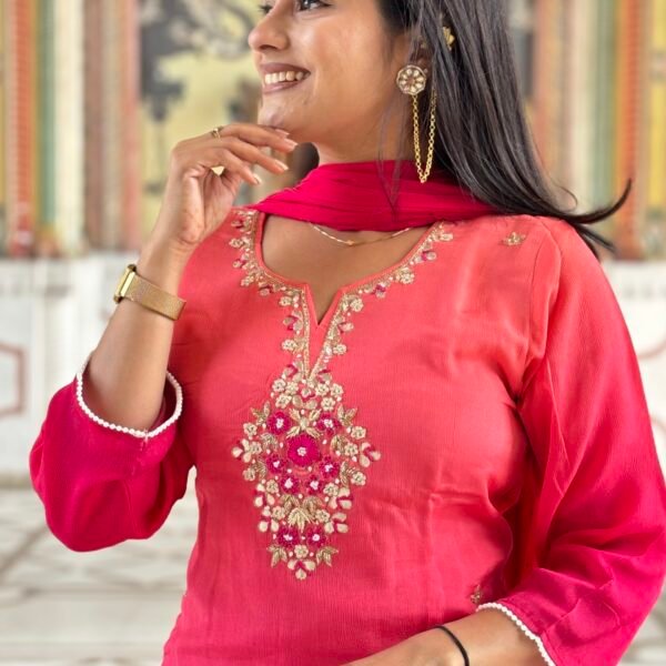 Sun-Kissed Flame Embroidered Suit Set