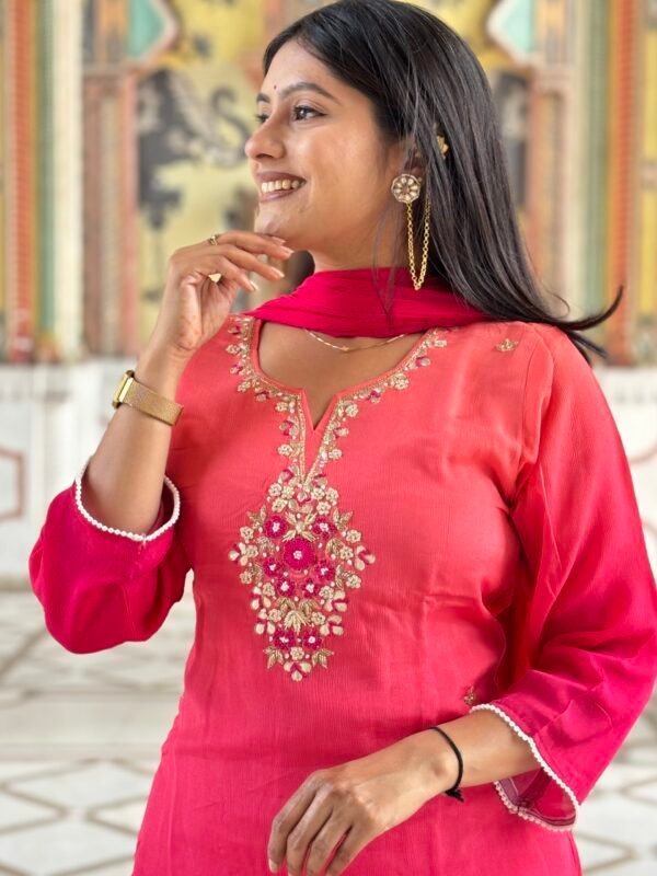Sun-Kissed Flame Embroidered Suit Set