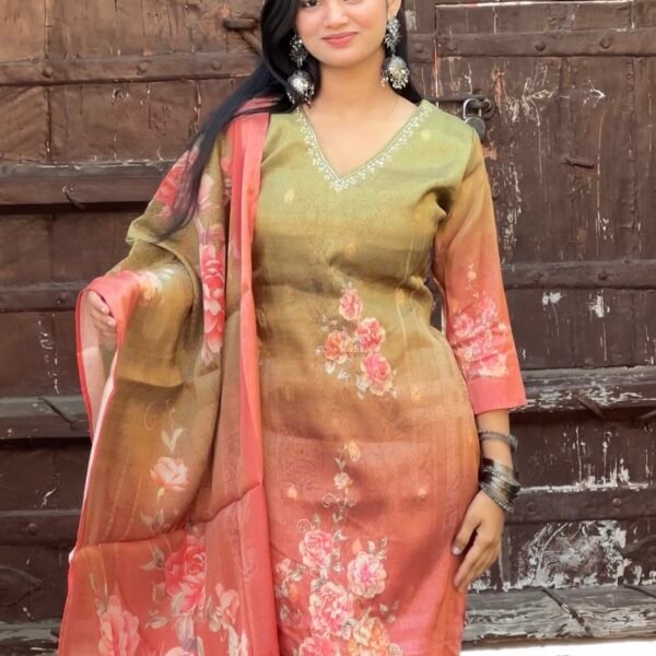 Saanjh Tissue jackquard Embroidered Suit Set