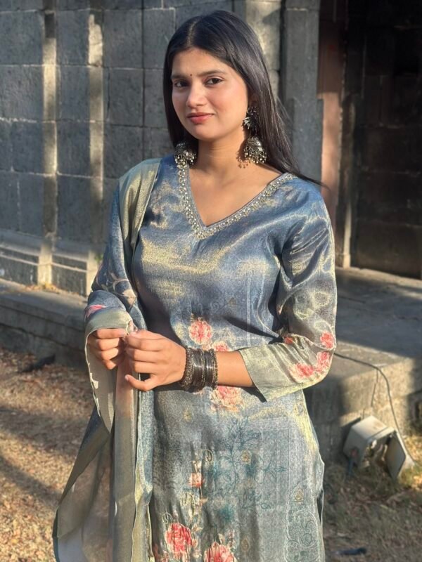 Ruhani Tissue jackquard Embroidered Suit Set