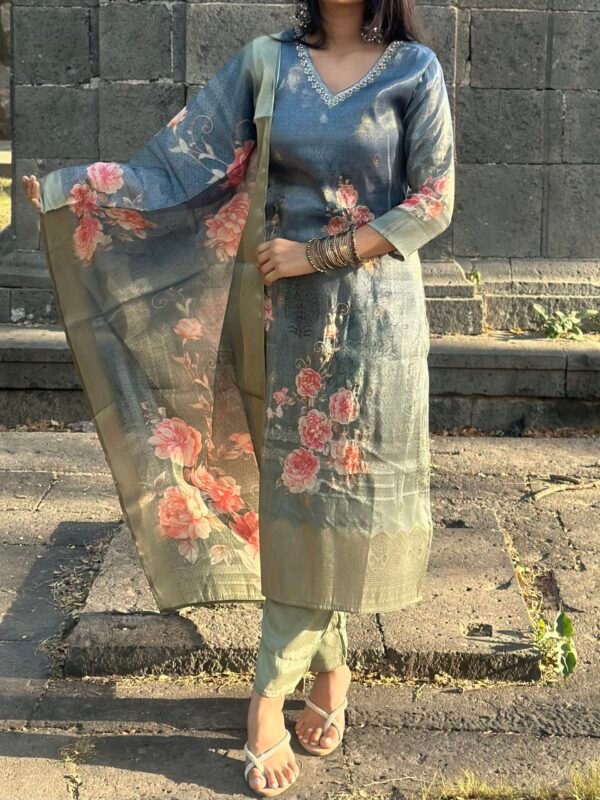 Ruhani Tissue jackquard Embroidered Suit Set