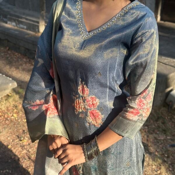 IMG_2646 Ruhani Tissue jackquard Embroidered Suit Set