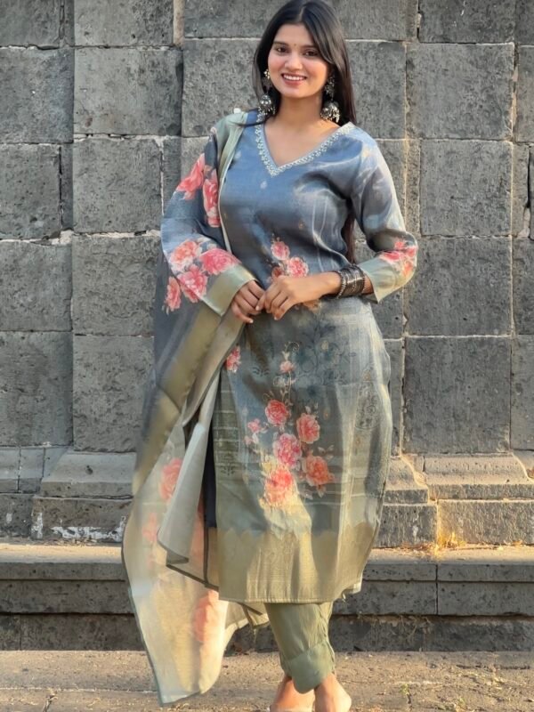 Ruhani Tissue jackquard Embroidered Suit Set