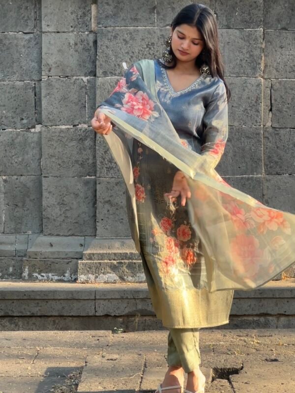Ruhani Tissue jackquard Embroidered Suit Set