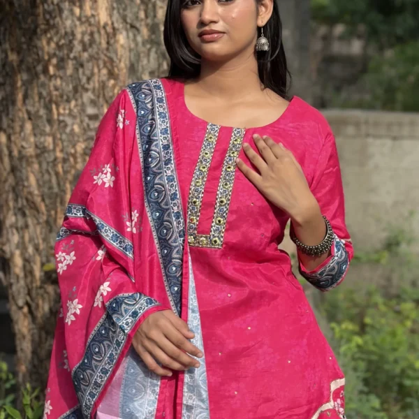 Veda Nyra Silk Embroidered Suit Set