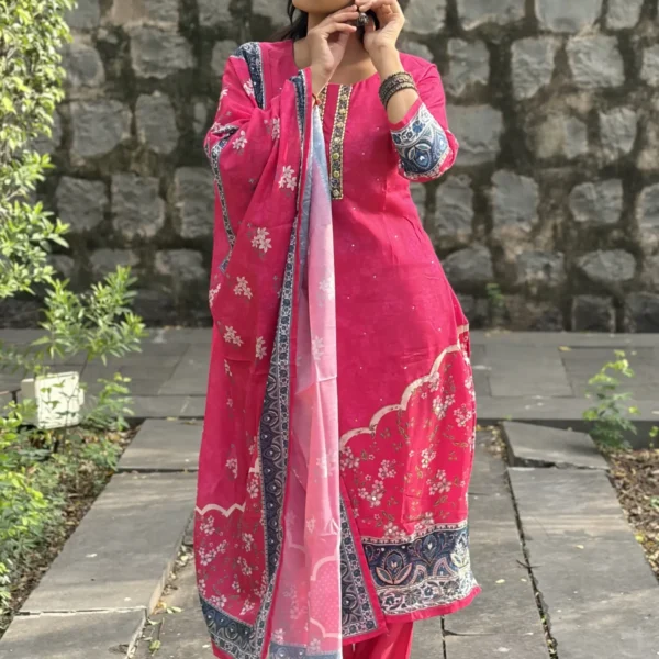 Veda Nyra Silk Embroidered Suit Set