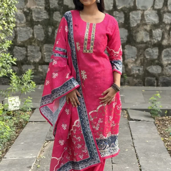Veda Nyra Silk Embroidered Suit Set