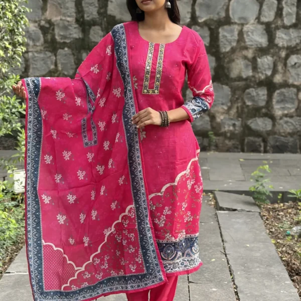 Veda Nyra Silk Embroidered Suit Set