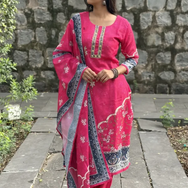 Veda Nyra Silk Embroidered Suit Set