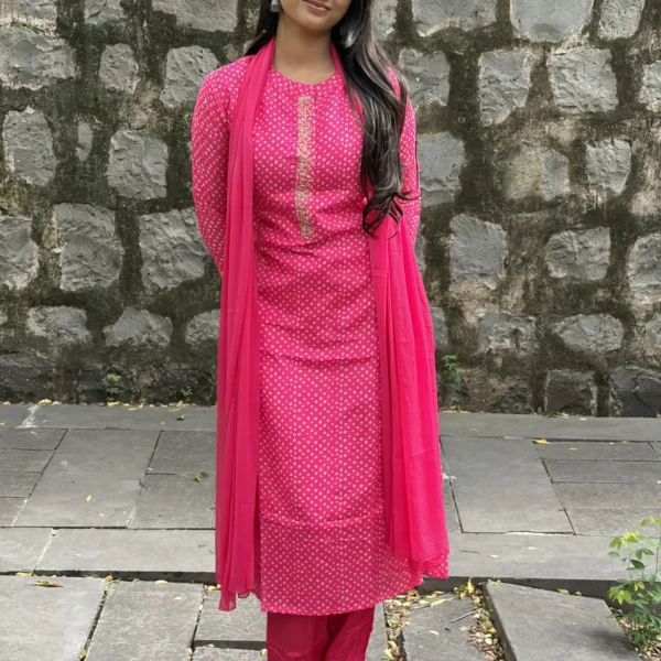 Rani Bandhej Embroidered Suit Set