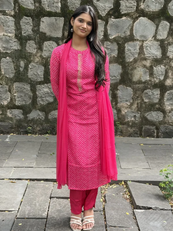 Rani Bandhej Embroidered Suit Set