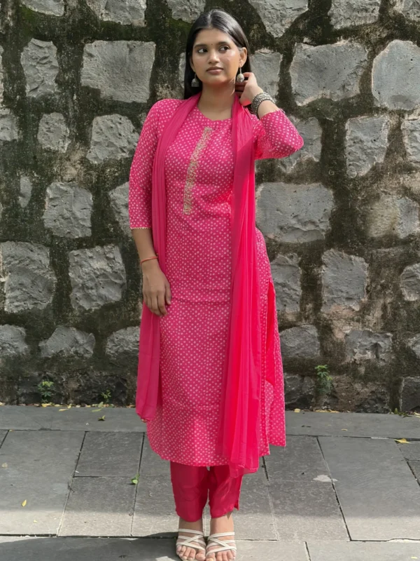 Rani Bandhej Embroidered Suit Set