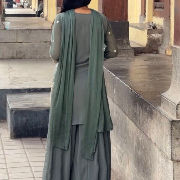 IMG_0470 Niya Green Hand Embroidered Sharara Suit