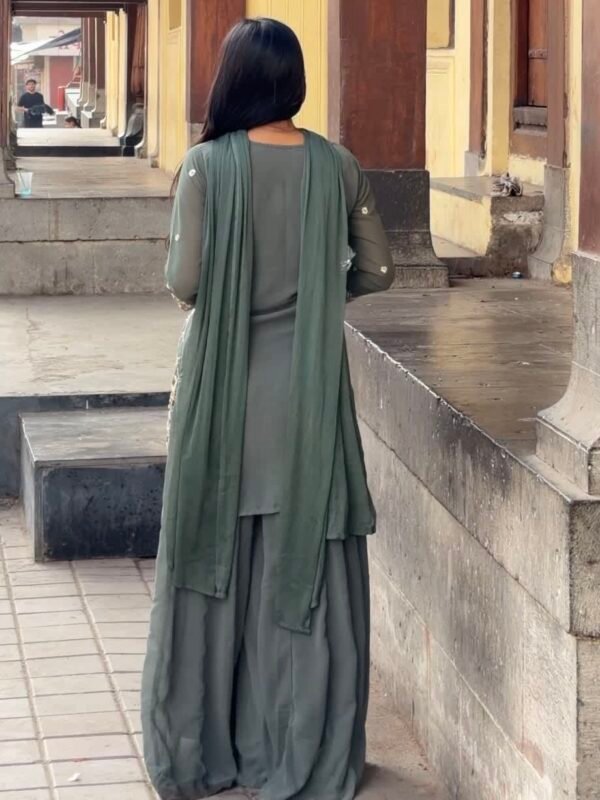 Niya Green Hand Embroidered Sharara Suit