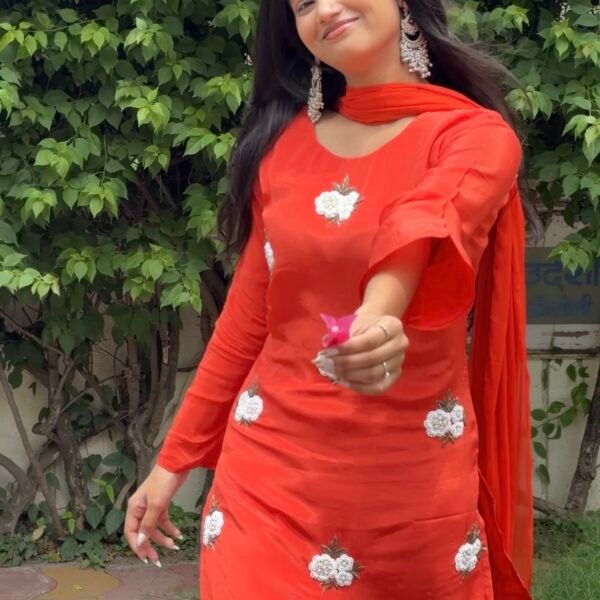 Screenshot Sufi Rust Embroidered Farshi Salwar Suit