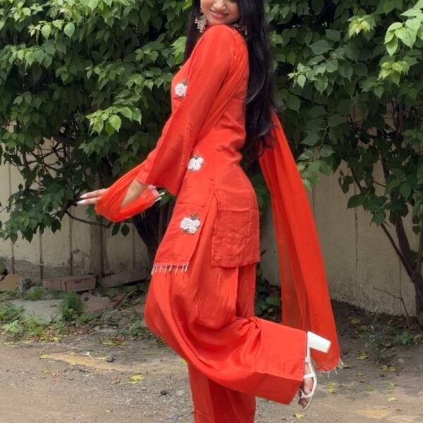 Screenshot Sufi Rust Embroidered Farshi Salwar Suit