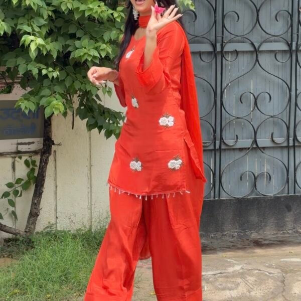 Screenshot Sufi Rust Embroidered Farshi Salwar Suit