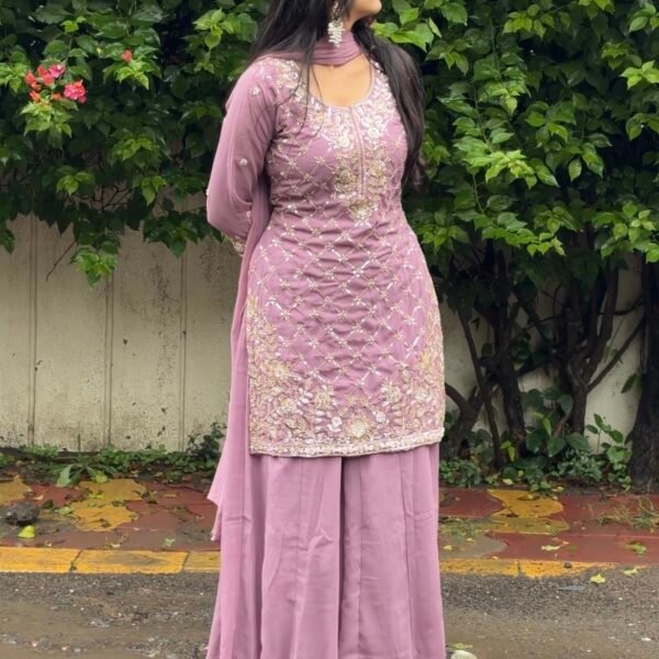 IMG_9505 Nayab Lilac Hand Embroidered Sharara Suit